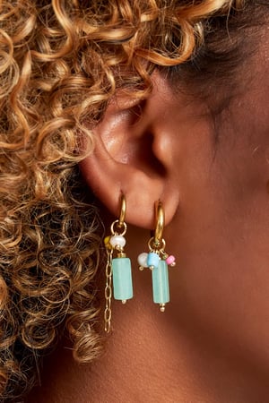 Coloured chain earrings White Gold Color Stainless Steel h5 Picture4
